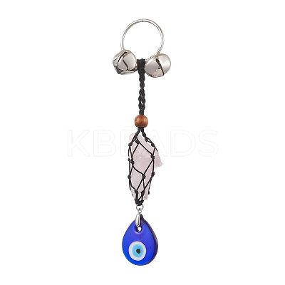 Natural Rose Quartz Pouch Pendant Decorations HJEW-JM02128-01-1