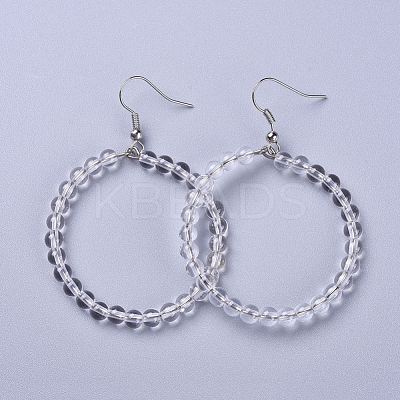 Natural Quartz Crystal Dangle Earrings X-EJEW-K077-A16-1