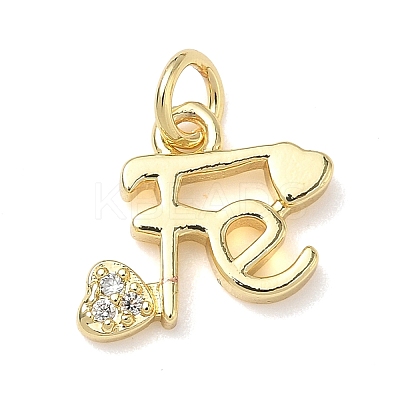 Brass Micro Pave Clear Cubic Zirconia Charms KK-L253-22G-01-1