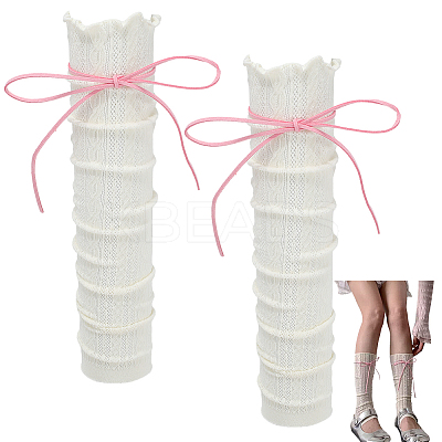 Polyester Bowknot Lace Socks AJEW-WH20080-19A-1