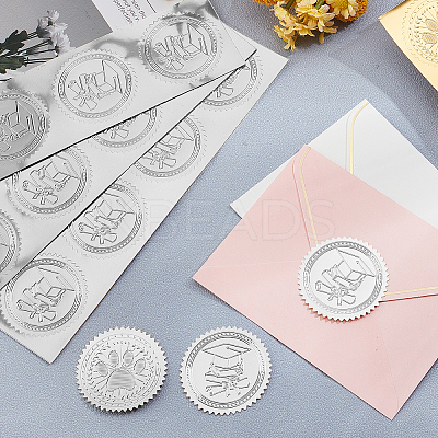 Plastic Silver Foil Embossed Picture Sticker DIY-WH0336-003-1
