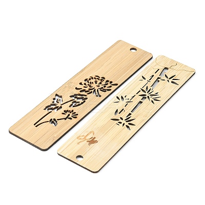 8Pcs Chinese Style Bamboo Bookmarks AJEW-FH0003-34-1