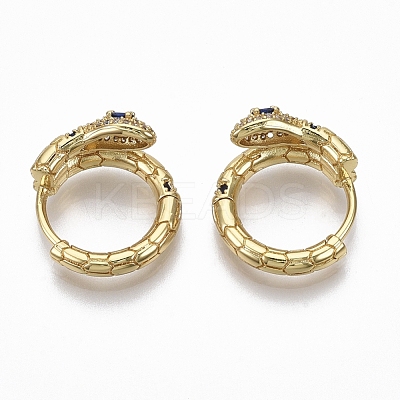 Brass Micro Pave Clear Cubic Zirconia Huggie Hoop Earrings EJEW-R114-007A-NF-1