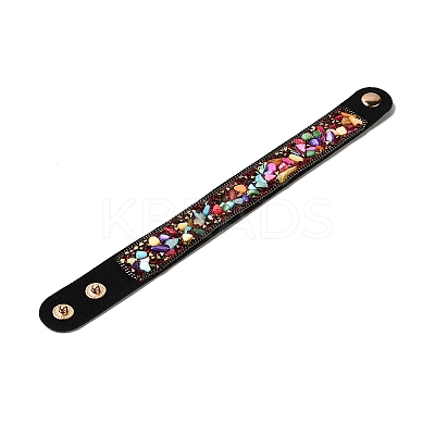 Faux Suede Snap Cord Bracelet LS-BJEW-F428-05-1