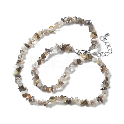 Natural Supper 7 Rutilated Quartz Chip Beaded Necklaces for Men Women NJEW-G159-01V-1