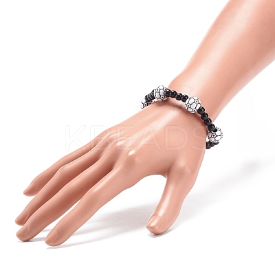 Sport Theme Acrylic Beaded Stretch Bracelet for Men Women BJEW-JB08549-1