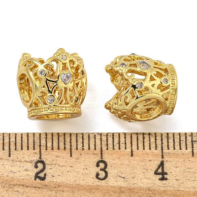 Rack Plating Brass Micro Pave Cubic Zirconia European Beads KK-I718-32G-1