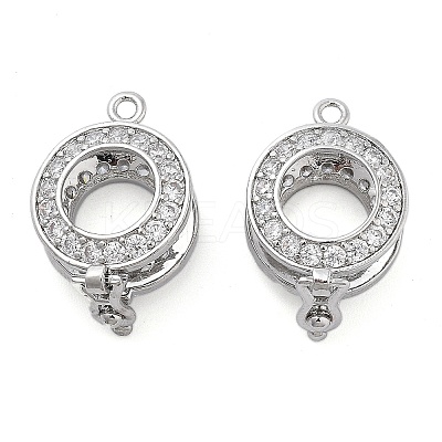 Brass with Clear Cubic Zirconia Fold Over Clasps KK-Z080-11P-1