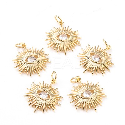 Brass Micro Pave Clear Cubic Zirconia Pendants ZIRC-I043-27G-1