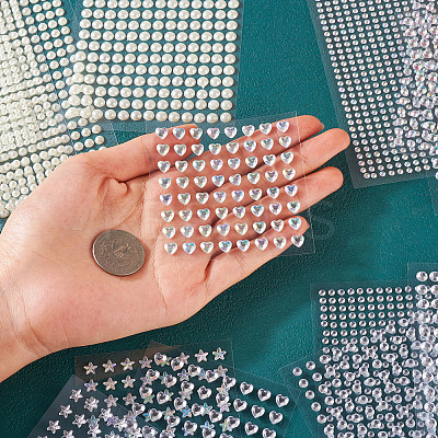 16 Sheets 4104Pcs Acrylic Imitation Pearl Stickers and Acrylic Rhinestone Gems Stickers DIY-TA0004-56-1