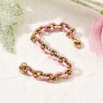 304 Stainless Steel Cable chain Bracelets for Women BJEW-B137-01-1