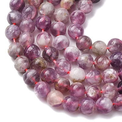 Natural Lepidolite/Purple Mica Stone Beads Strands X-G-B133-A01-6MM-1