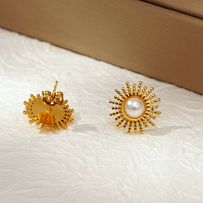 Geometric 304 Stainless Steel Sun Stud Earrings NK4647-1