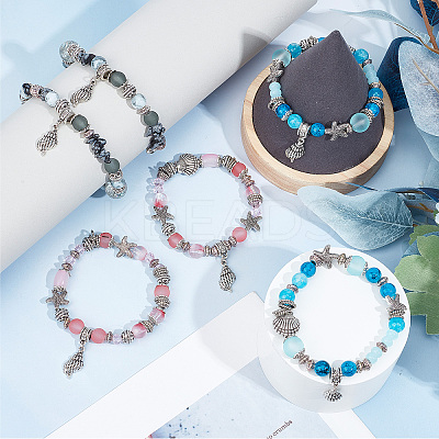 DIY Ocean Theme Stretch Bracelet Making Kit DIY-SC0021-55-1