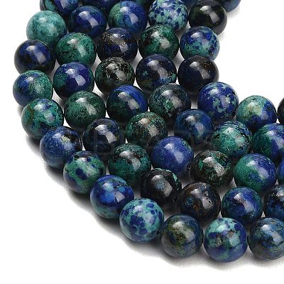 Natural Azurite Beads Strands G-G475-A04-8mm-1