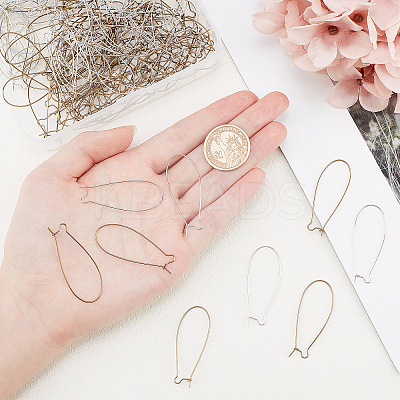 Brass Hoop Earrings Findings Kidney Ear Wires KK-FH0001-45-NR-1