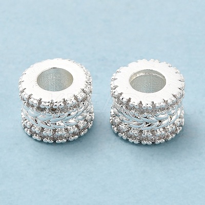 Rack Plating Brass Cubic Zirconia European Beads KK-R147-03S-1