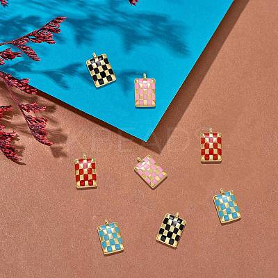 8Pcs 4 Colors Rack Plating Brass Enamel Pendants KK-SZ0006-08-1