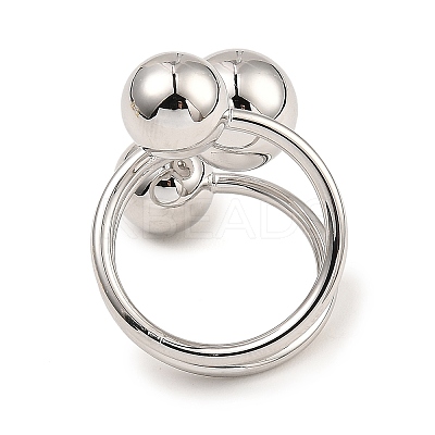 Rack Plating Brass Round Ball Beded Open Cuff Rings RJEW-D009-02P-1