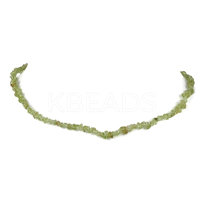 Natural Peridot Chip Beaded Necklace NJEW-JN04615-16-1