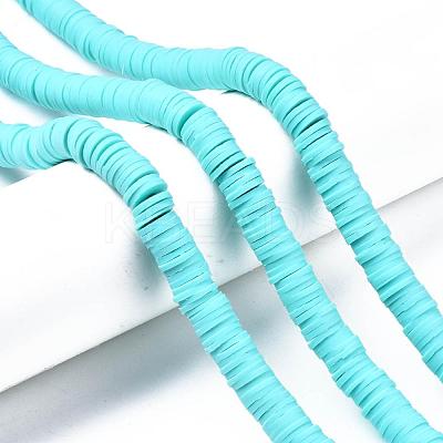 Flat Round Handmade Polymer Clay Beads CLAY-R067-10mm-20-1