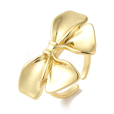 Bowknot Brass Open Cuff Rings for Women LS-RJEW-C098-12G-1