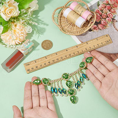 1Pc Flower Brass Rhinestone Ornament Accessories OHAR-FG0001-03-1