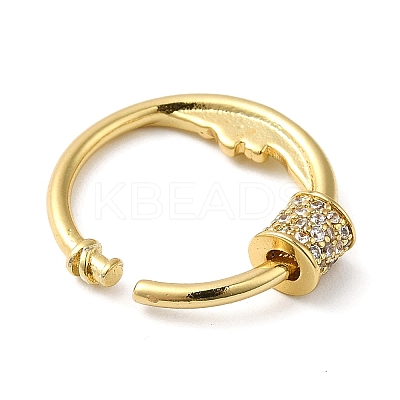 Rack Plating Brass Micro Pave Clear Cubic Zirconia Screw Carabiner Lock Charms KK-D047-08G-1