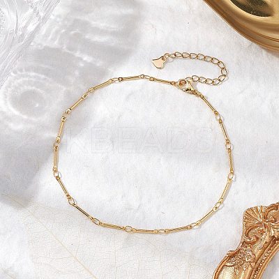 304 Stainless Steel Link Bar Chain Anklets for Women AJEW-AN00624-1