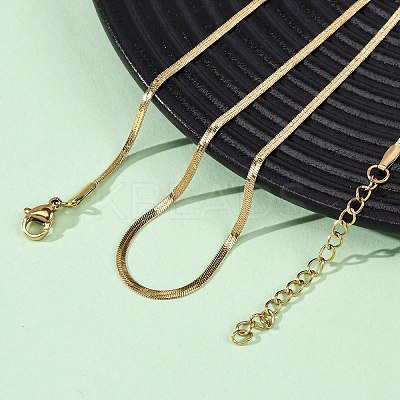 2MM 304 Stainless Steel Flat Snake Chain Necklaces NJEW-T016-20G-1