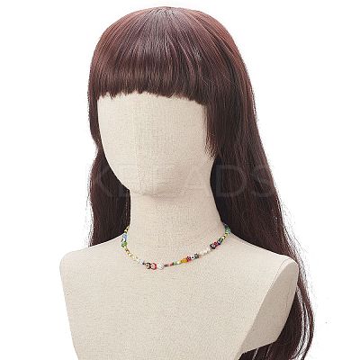 Natural Pearl & Millefiori & Seed Glass Beaded Necklace for Women NJEW-JN04160-1