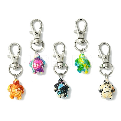 20Pcs 5 Colors Sea Turtle Synthetic Turquoise Pendant Decorations HJEW-JM02143-S-1