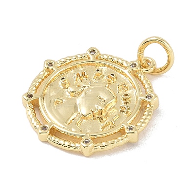 Brass Micro Pave Clear Cubic Zirconia Pendants KK-P273-15B-G-1