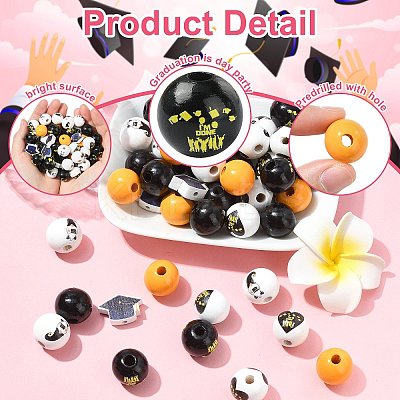 Graduation Season Theme DIY Round Natural Wood Beads & Jute Cord Pendant Making Kits DIY-CJ0002-71-1