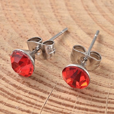 304 Stainless Steel Grade A Rhinestone Ear Studs EJEW-JE02023-1
