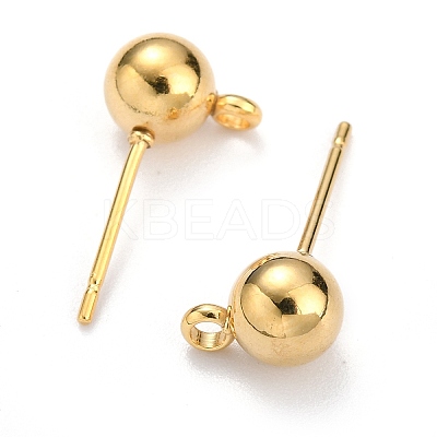 304 Stainless Steel Ball Post Stud Earring Findings STAS-Z035-01G-G-1