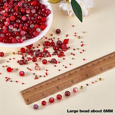 2 Bag Glass Round Beads Set JX547D-1
