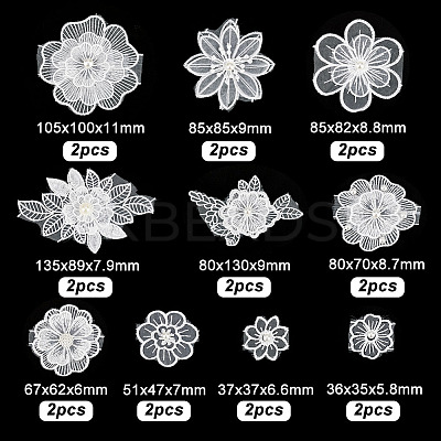 AHADEMAKER 20Pcs 10 Style Sew on Computerized Embroidery Polyester Clothing Patches PATC-GA0001-05-1