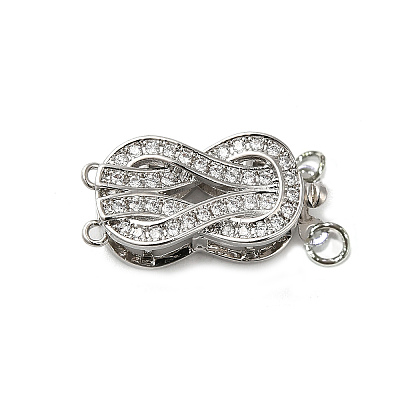 Brass Micro Pave Clear Cubic Zirconia Box Clasps KK-E084-28P-1