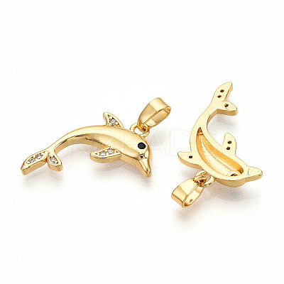 Brass Micro Pave Cubic Zirconia Pendants KK-N257-10G-1