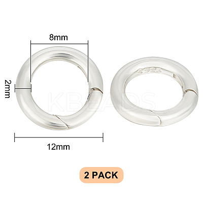 2Pcs Rhodium Plated 925 Sterling Silver Spring Gate Rings STER-GO0001-14-1