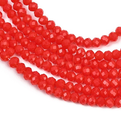 Opaque Solid Color Crystal Glass Faceted Rondelle Beads Strands GLAA-F025-A08-1