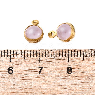 304 Stainless Steel Wrapped Dyed Natural Quartz Round Charms STAS-H235-01G-03-1