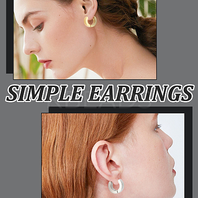 4 Pairs 2 Colors 304 Stainless Steel Huggie Hoop Earrings EJEW-LP0001-08-1