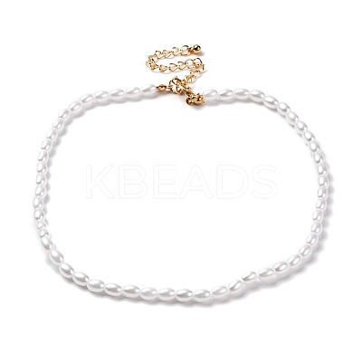 Oval Plastic Imitation Pearl Beaded Necklaces NJEW-U013-09G-1