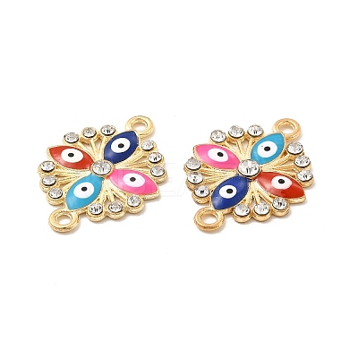 Colorful Evil Eye Alloy Enamel Connector Charms FIND-H039-62KCG-1