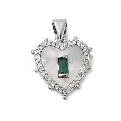 Rack Plating Brass & Cubic Zirconia Shell Pendants KK-S372-17P-1