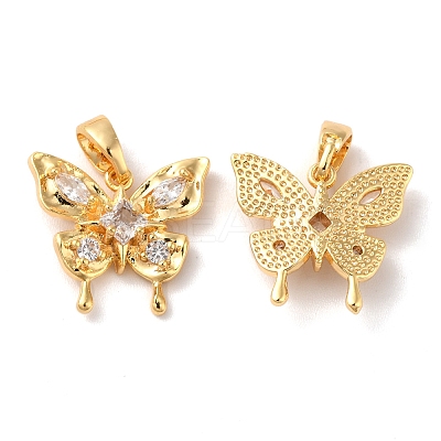 Brass Micro Pave Cubic Zirconia Pendants KK-M243-22G-1