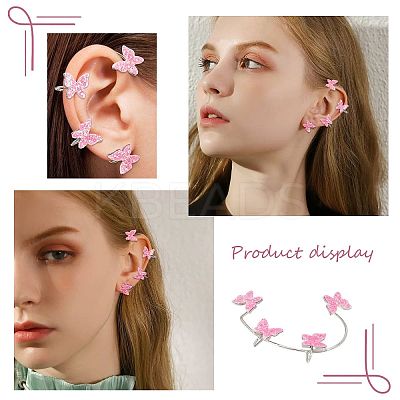 2Pcs 2 Styles Bling Butterfly Cuff Earrings EJEW-SC0001-26B-1