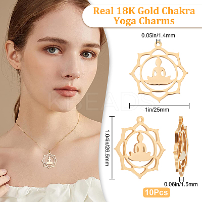 10Pcs Chakra 304 Stainless Steel Pendants STAS-BBC0001-24-1